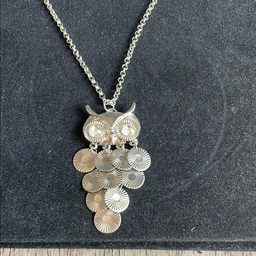 Silver Owl Pendant Necklace